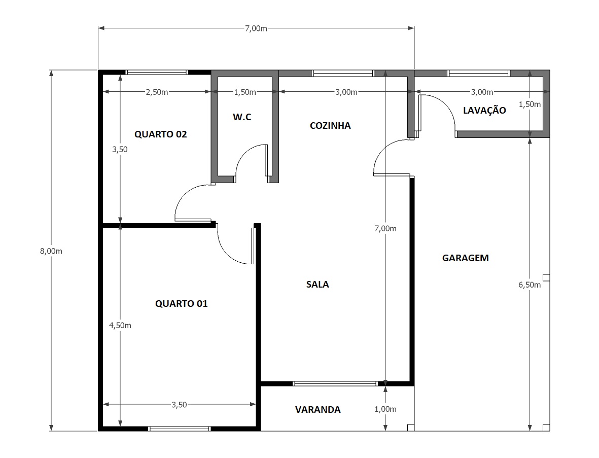 80,00 m² - 02 Quartos com garagem