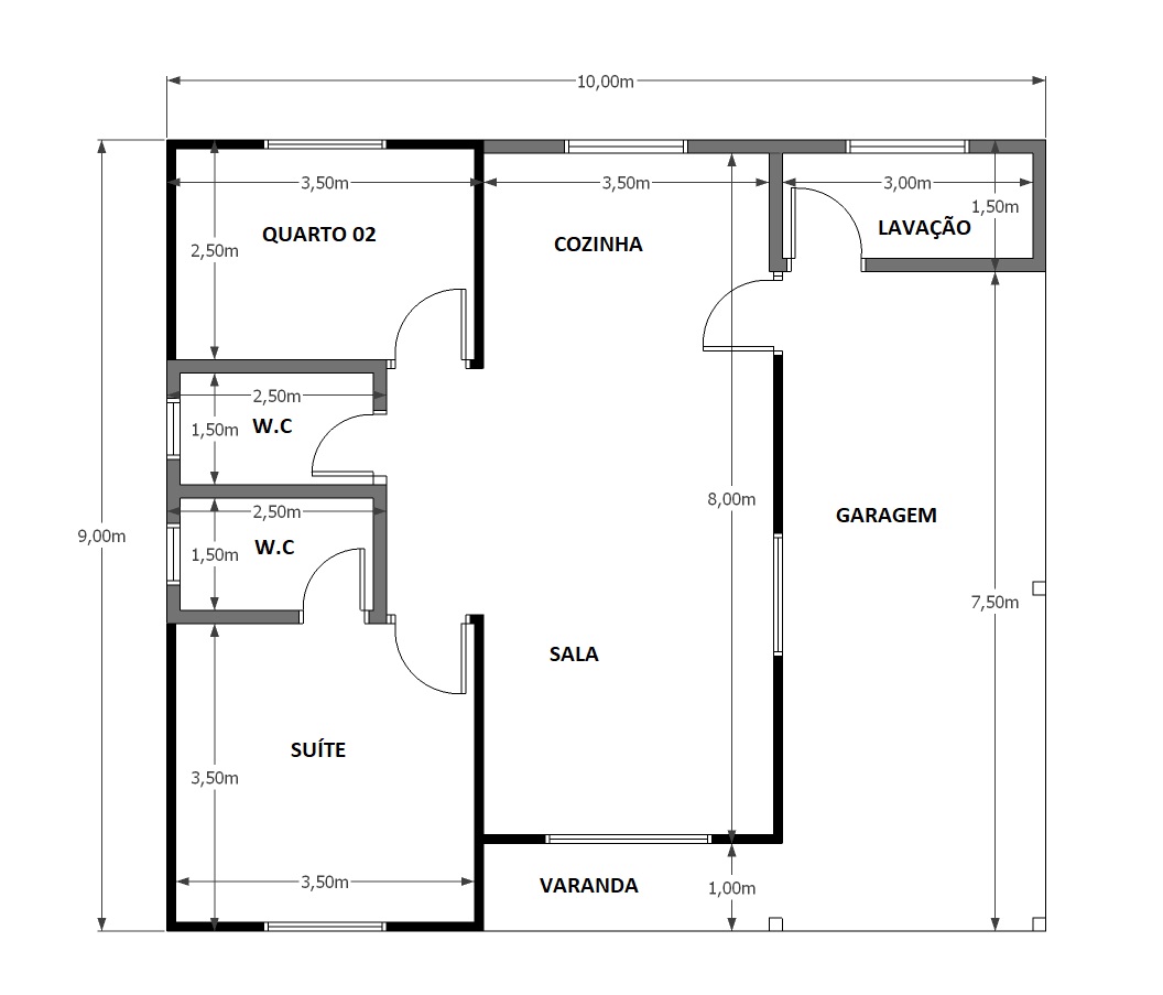 87,00 m² - 02 Quartos com garagem